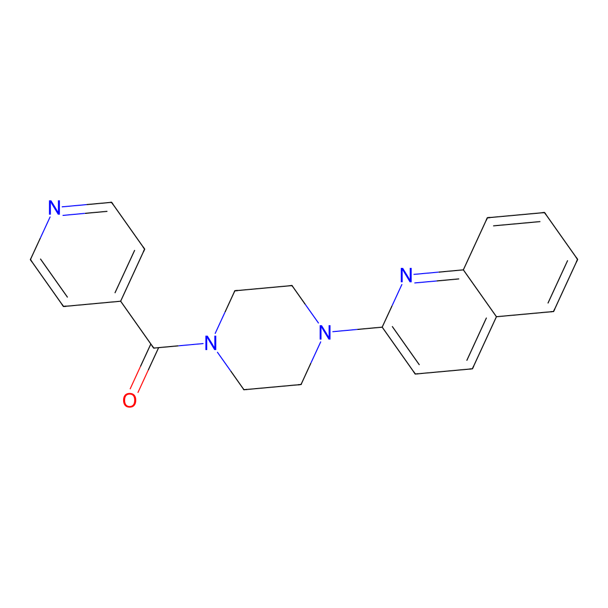 Pyridin-4-yl-(4-quinolin-2-ylpiperazin-1-yl)methanone molecular structure, CAS 683807-84-3