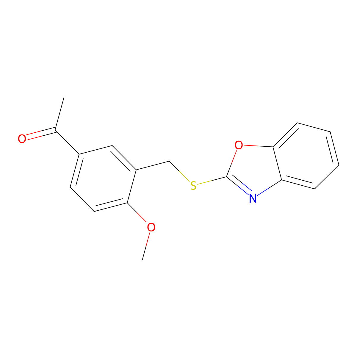 1-[3-(1,3-Benzoxazol-2-ylsulfanylmethyl)-4-methoxyphenyl]ethanone molecular structure, CAS 683807-95-6