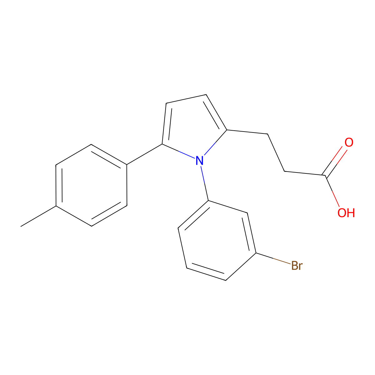 3-[1-(3-bromophenyl)-5-(4-methylphenyl)-1H-pyrrol-2-yl]propanoic acid molecular structure, CAS 683809-10-1