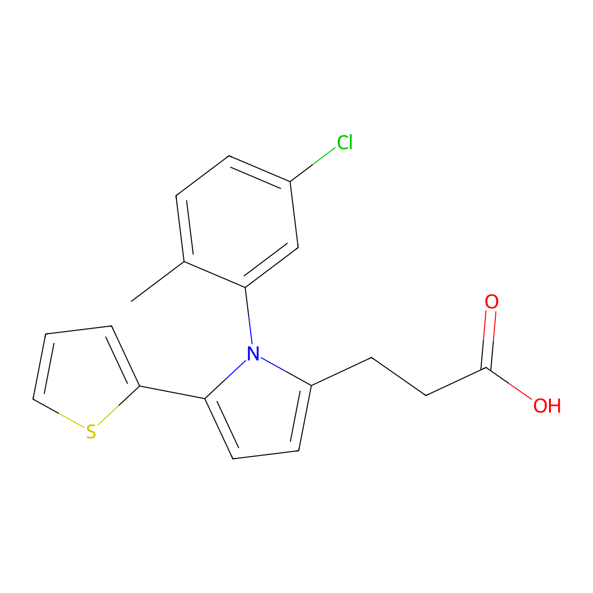 3-(1-(5-chloro-2-methylphenyl)-5-(thiophen-2-yl)-1H-pyrrol-2-yl)propanoic acid molecular structure, CAS 683809-22-5