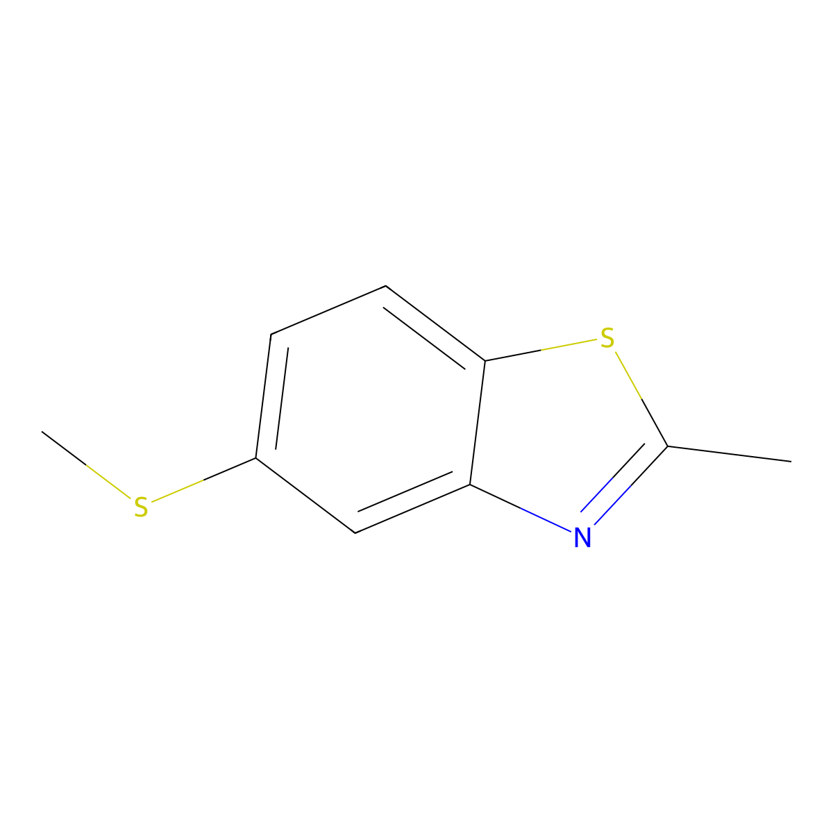 2-Methyl-5-(methylsulfanyl)-1,3-benzothiazole molecular structure, CAS 68386-29-8