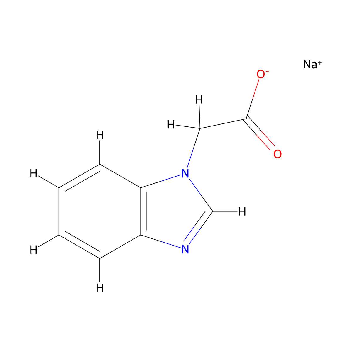 sodium 2-(1H-1,3-benzodiazol-1-yl)acetate molecular structure, CAS 68392-61-0