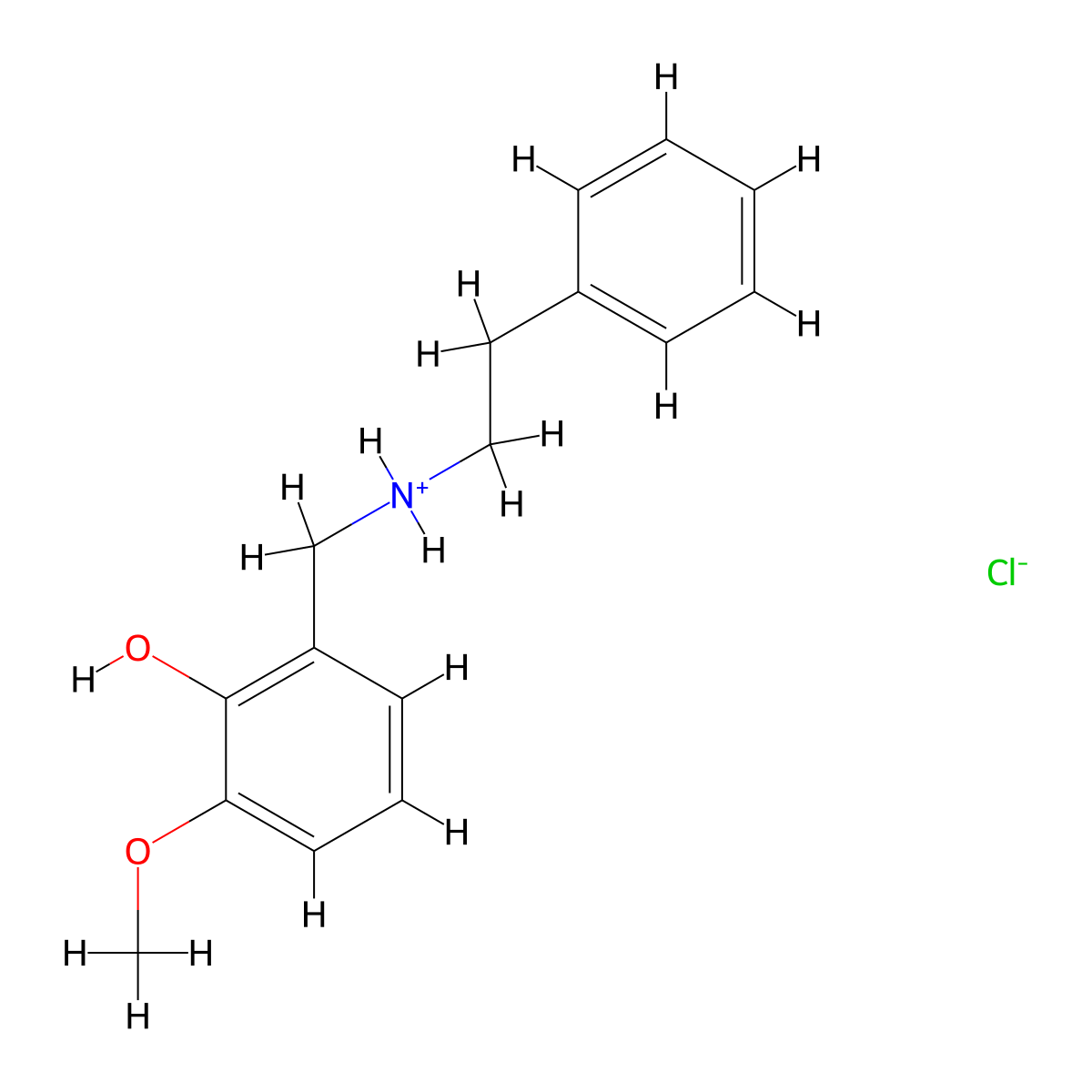 o-Cresol, 6-methoxy-alpha-(phenethylamino)-, hydrochloride molecular structure, CAS 68397-99-9