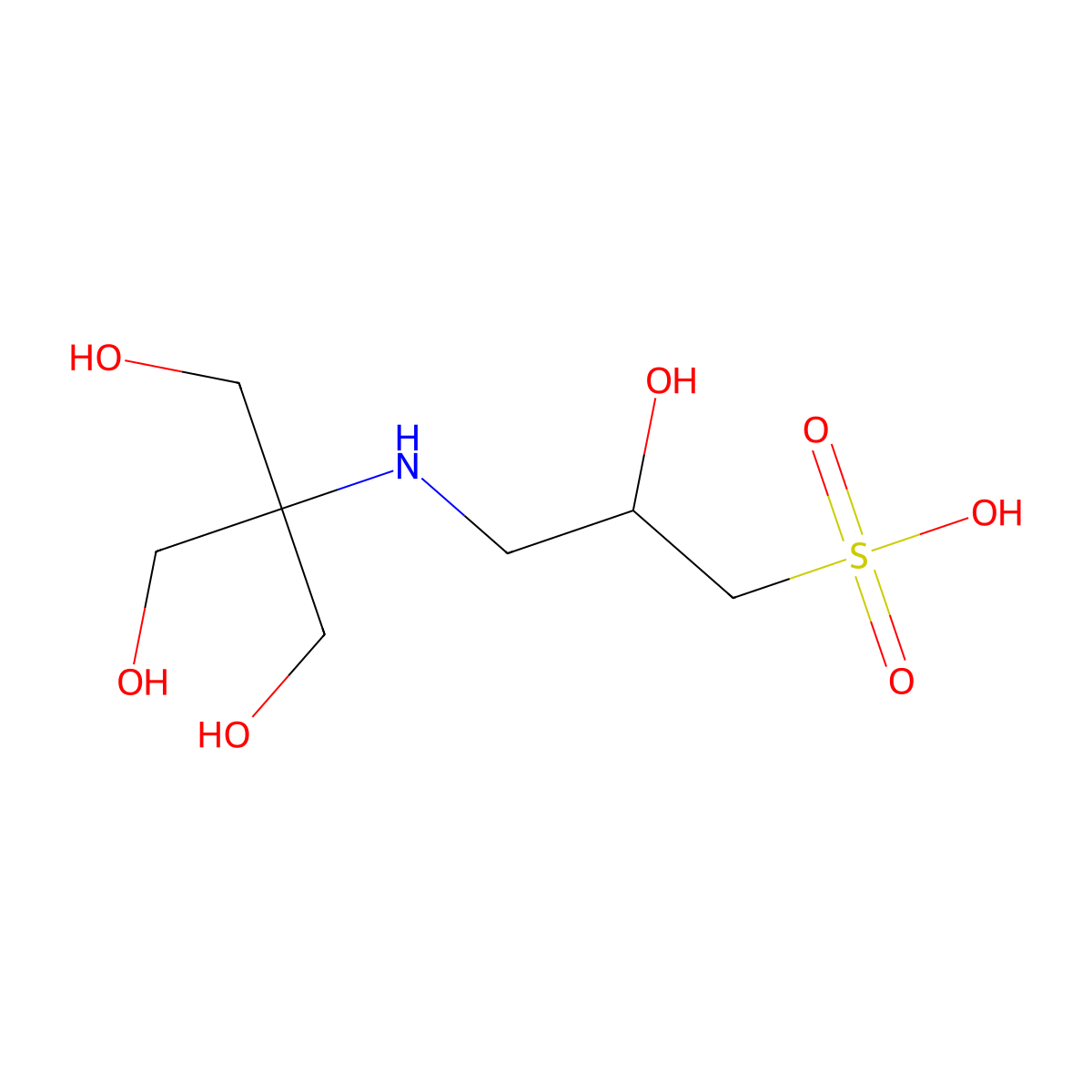 N-(Tris(hydroxymethyl)methyl)-3-amino-2-hydroxypropanesulfonic acid molecular structure, CAS 68399-81-5