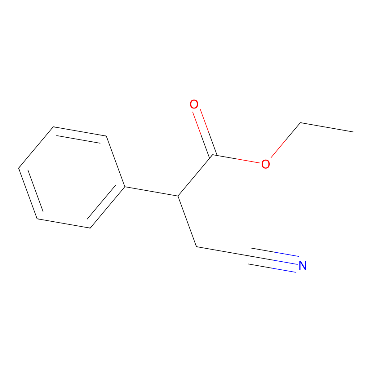 Ethyl 3-cyano-2-phenylpropanoate molecular structure, CAS 6840-18-2