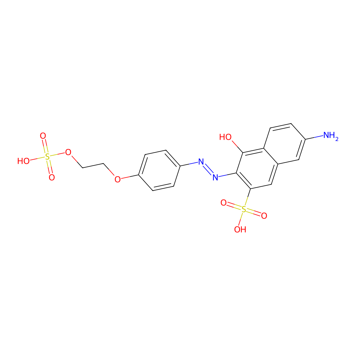2-Naphthalenesulfonic acid, 7-amino-4-hydroxy-3-(2-(4-(2-(sulfooxy)ethoxy)phenyl)diazenyl)- molecular structure, CAS 68400-37-3