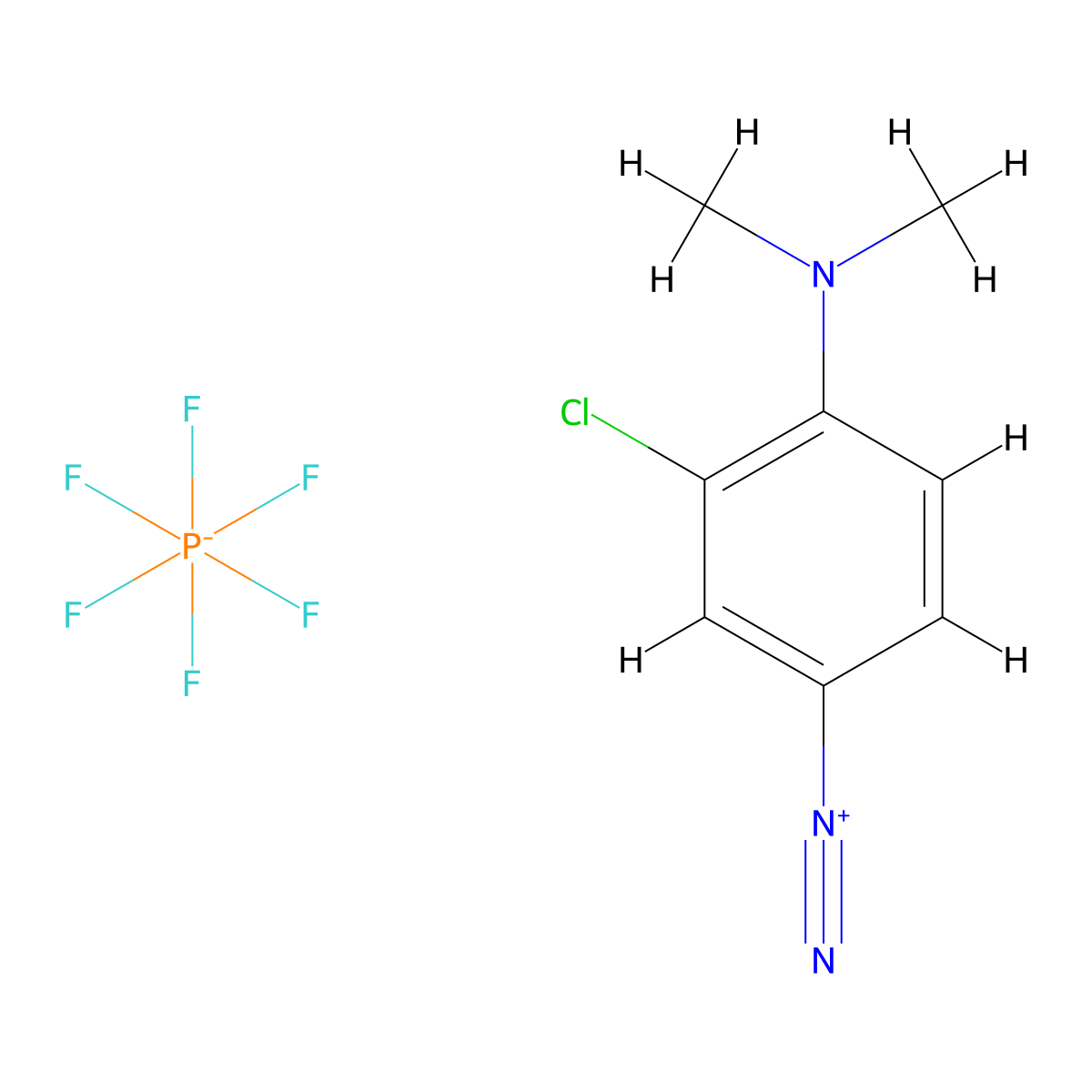 Benzenediazonium, 3-chloro-4-(dimethylamino)-, hexafluorophosphate(1-) (1:1) molecular structure, CAS 68400-43-1
