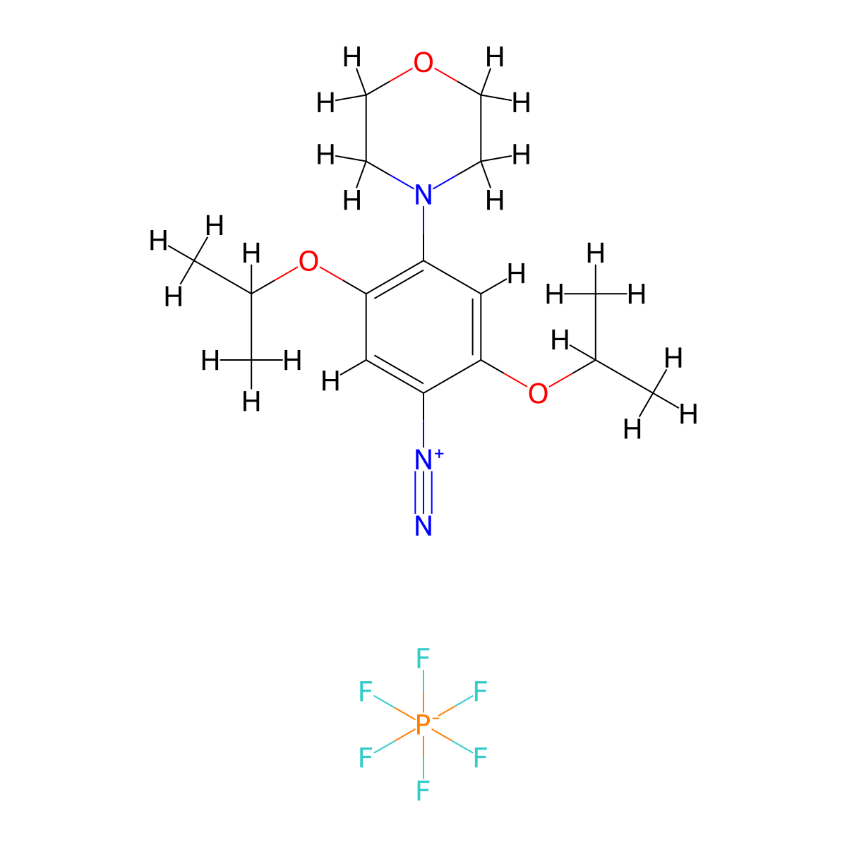 Benzenediazonium, 2,5-bis(1-methylethoxy)-4-(4-morpholinyl)-, hexafluorophosphate(1-) (1:1) molecular structure, CAS 68400-45-3
