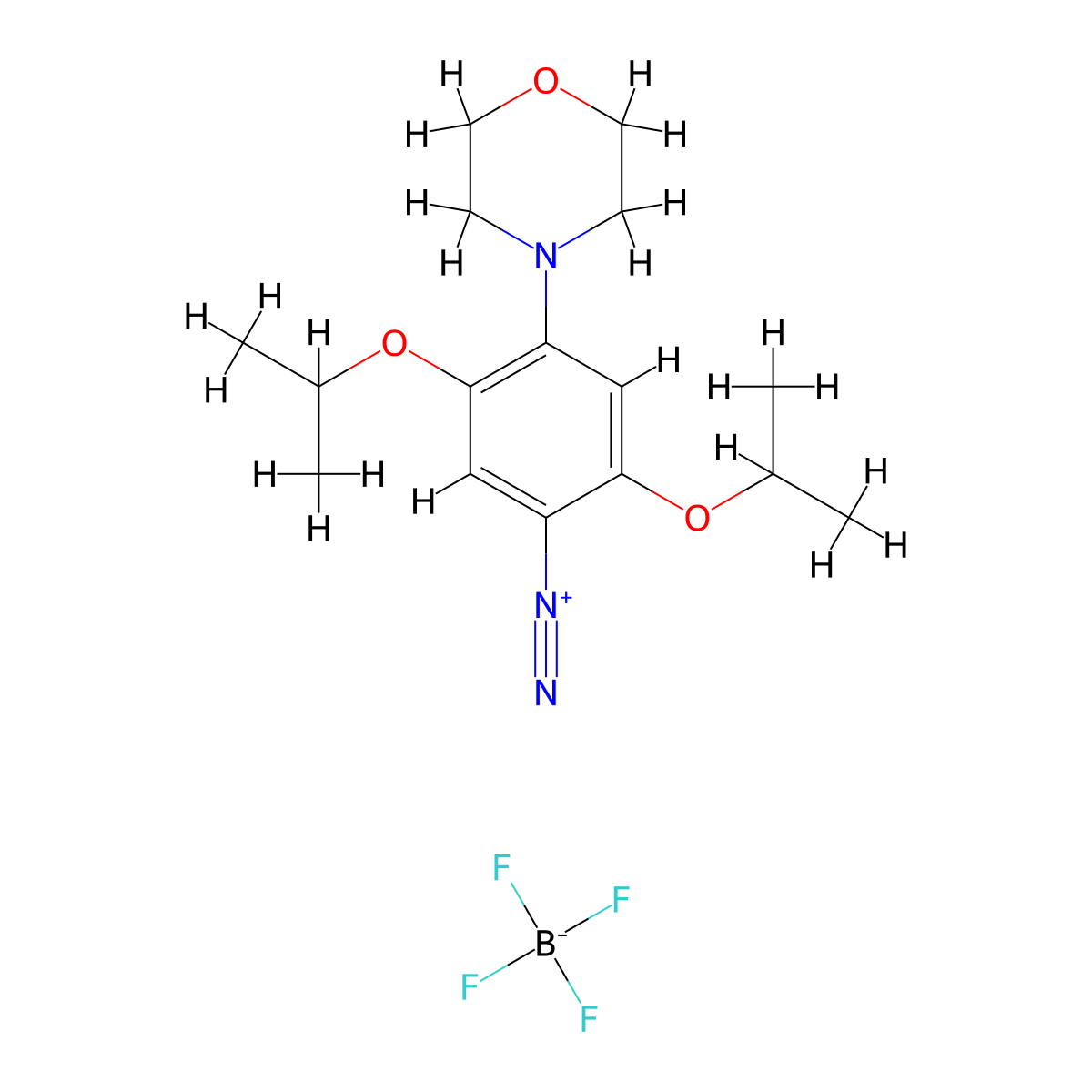 Benzenediazonium, 2,5-bis(1-methylethoxy)-4-(4-morpholinyl)-, tetrafluoroborate(1-) (1:1) molecular structure, CAS 68400-46-4