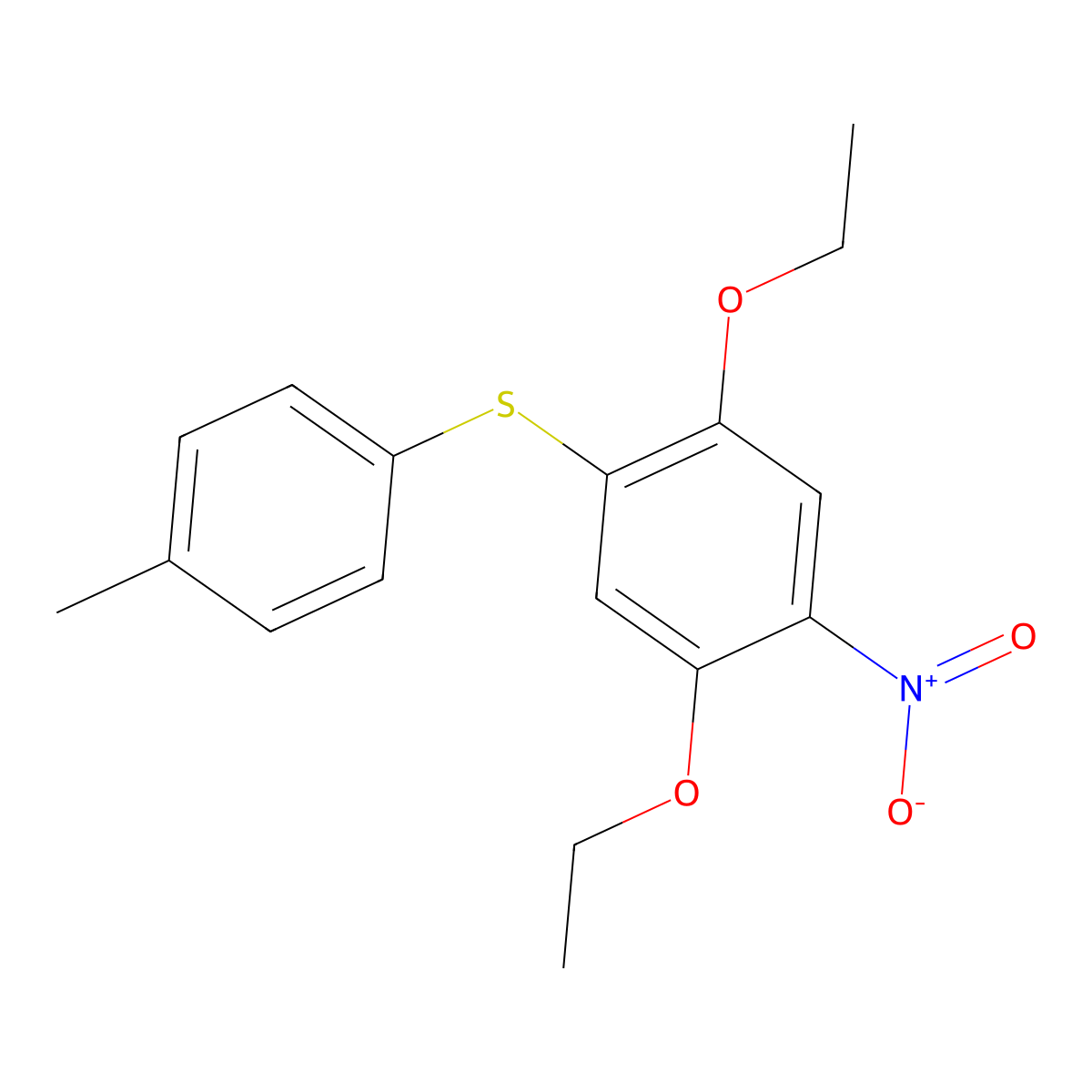 Benzene, 1,4-diethoxy-2-[(4-methylphenyl)thio]-5-nitro- molecular structure, CAS 68400-47-5