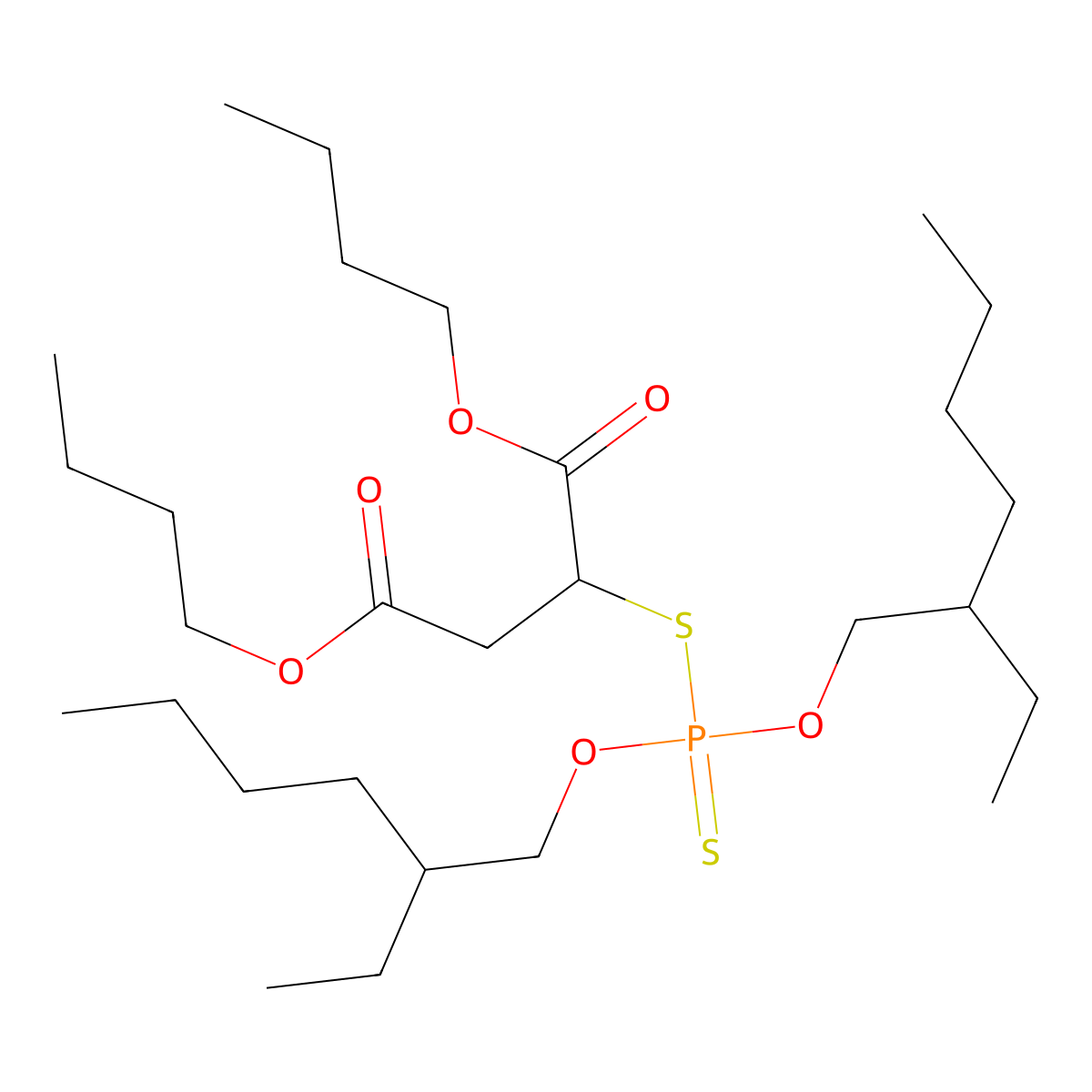 Butanedioic acid, 2-((bis((2-ethylhexyl)oxy)phosphinothioyl)thio)-, 1,4-dibutyl ester molecular structure, CAS 68413-48-9