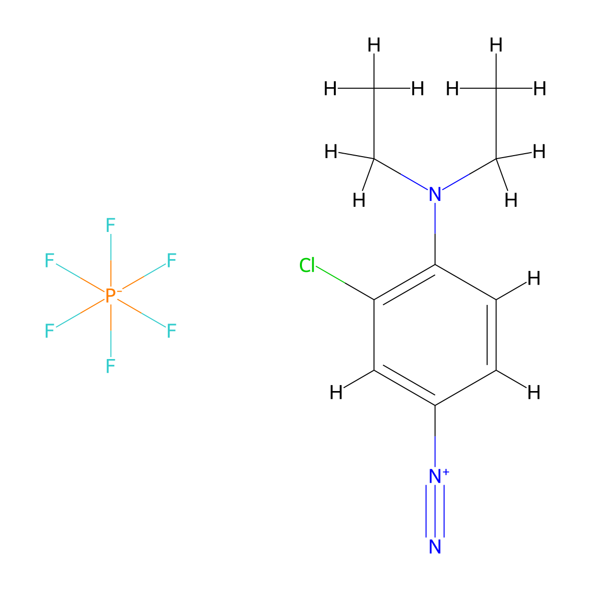 Benzenediazonium, 3-chloro-4-(diethylamino)-, hexafluorophosphate(1-) (1:1) molecular structure, CAS 68413-88-7