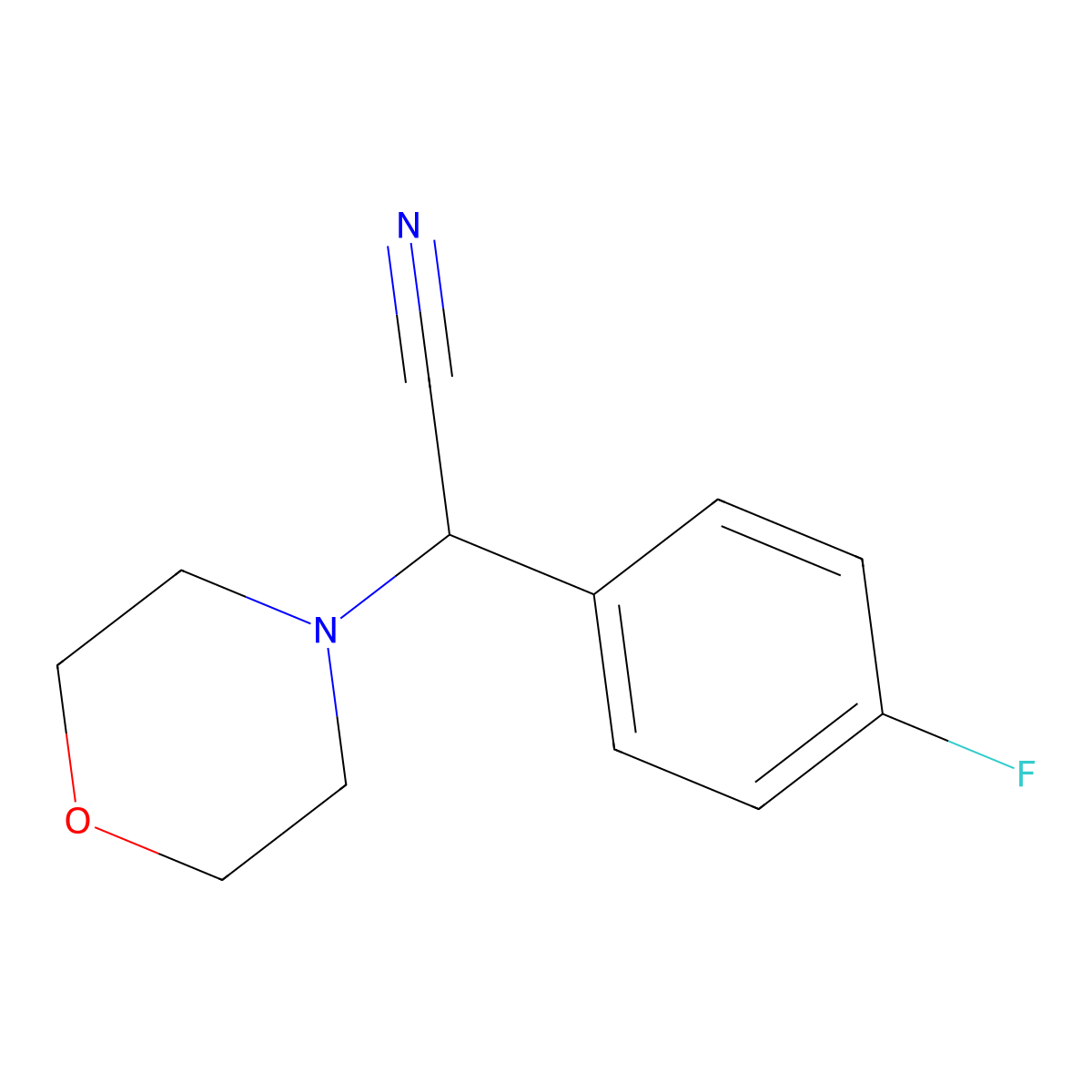 (4-Fluorophenyl)(morpholin-4-yl)acetonitrile molecular structure, CAS 68415-10-1