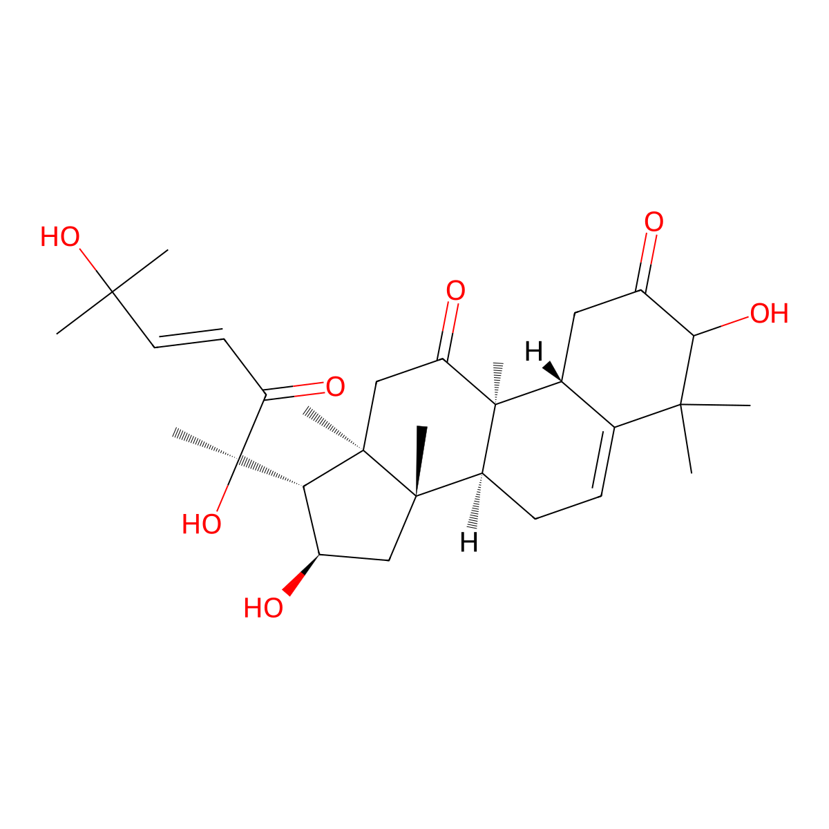 (8S,9R,10R,13R,14S,16R,17R)-17-[(E,2R)-2,6-dihydroxy-6-methyl-3-oxohept-4-en-2-yl]-3,16-dihydroxy-4,4,9,13,14-pentamethyl-3,7,8,10,12,15,16,17-octahydro-1H-cyclopenta[a]phenanthrene-2,11-dione molecular structure, CAS 68422-20-8