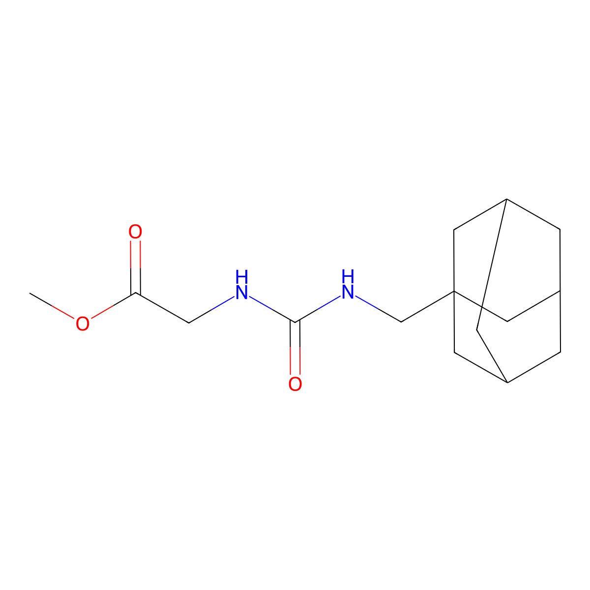 Methyl 2-(1-adamantylmethylcarbamoylamino)acetate molecular structure, CAS 684225-49-8