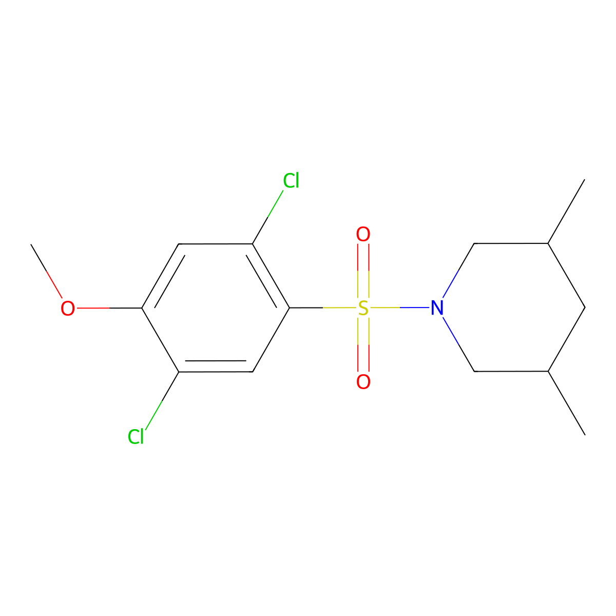 1-(2,5-Dichloro-4-methoxybenzenesulfonyl)-3,5-dimethylpiperidine molecular structure, CAS 684225-92-1