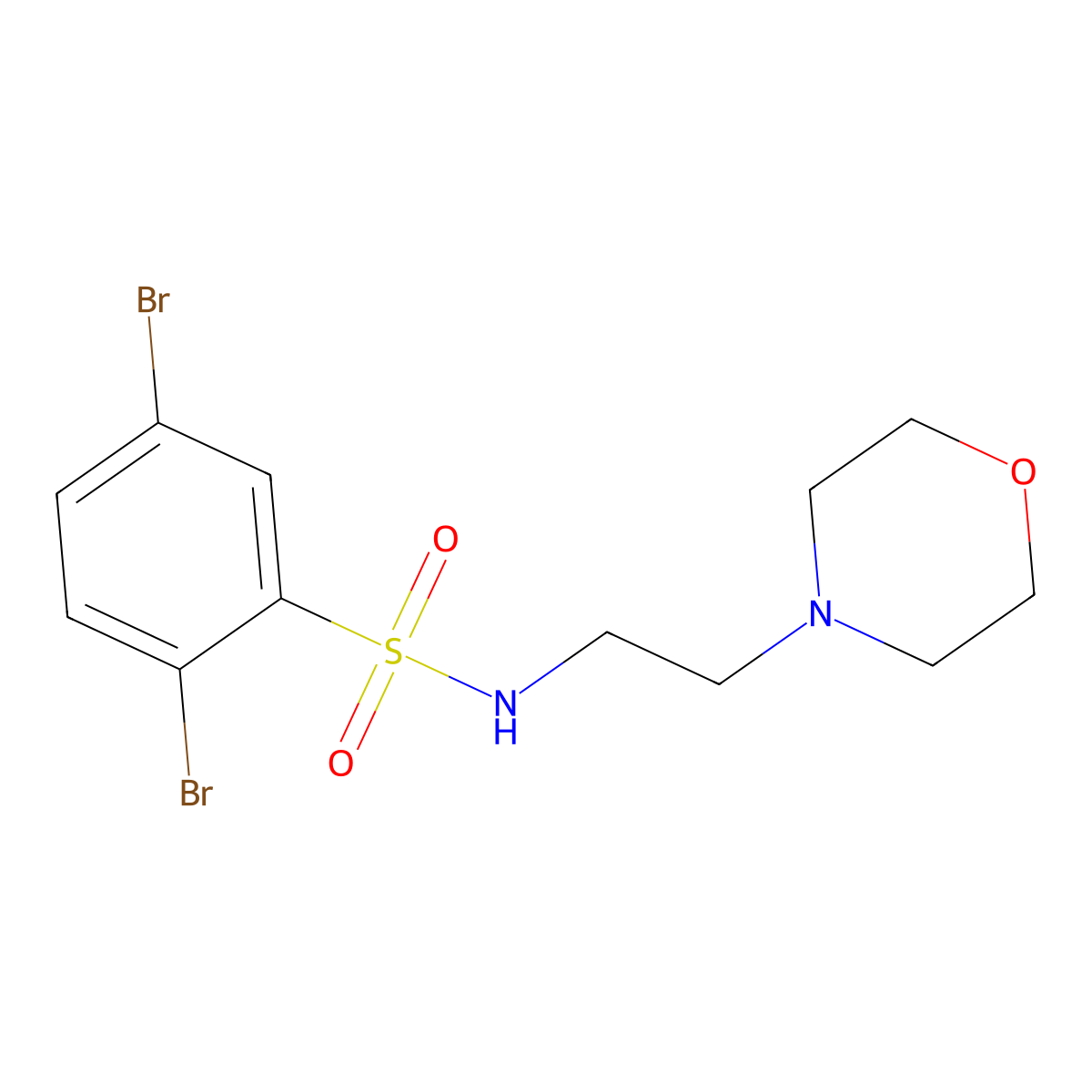 2,5-dibromo-N-[2-(4-morpholinyl)ethyl]benzenesulfonamide molecular structure, CAS 684225-93-2