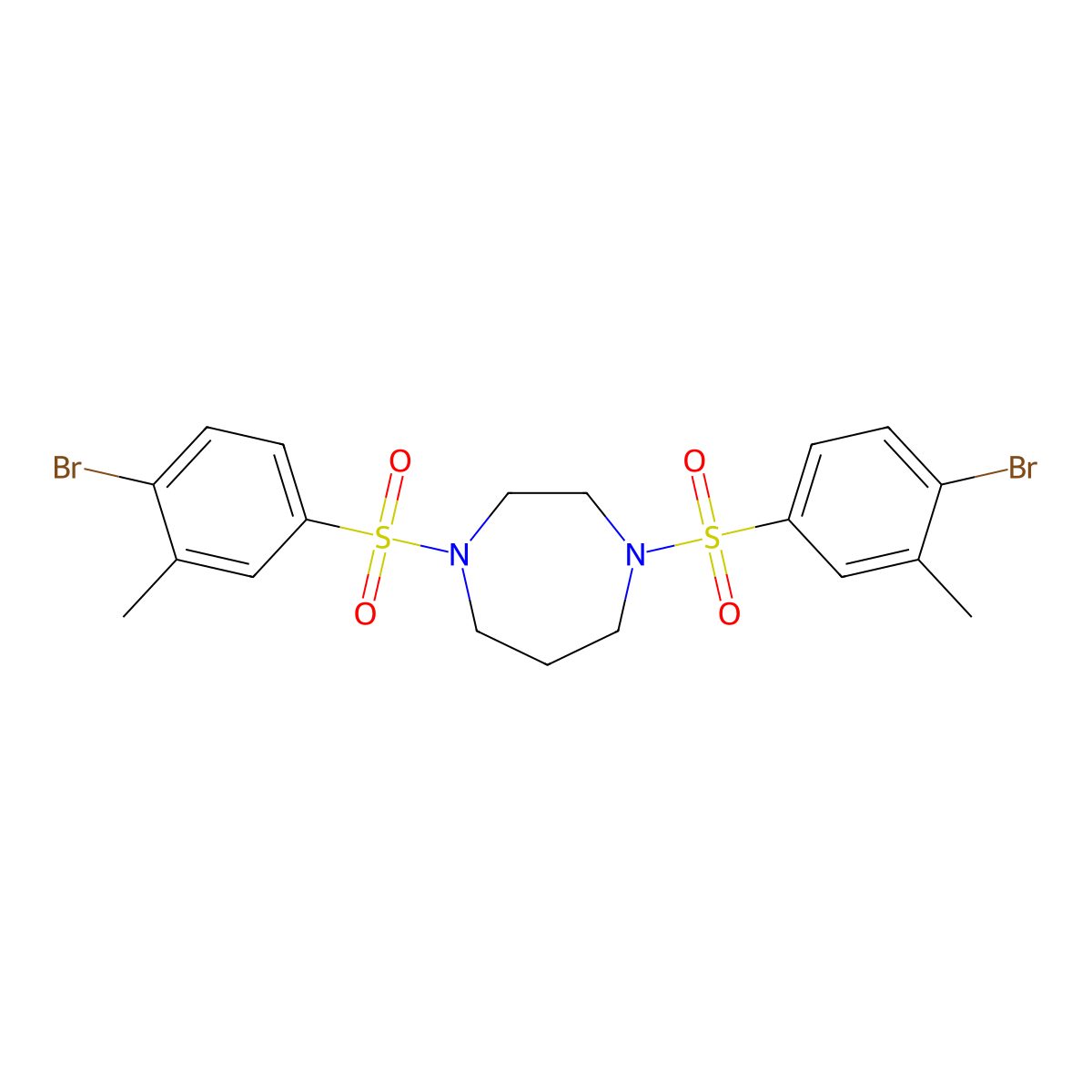 1,4-Bis(4-bromo-3-methylbenzenesulfonyl)-1,4-diazepane molecular structure, CAS 684225-95-4