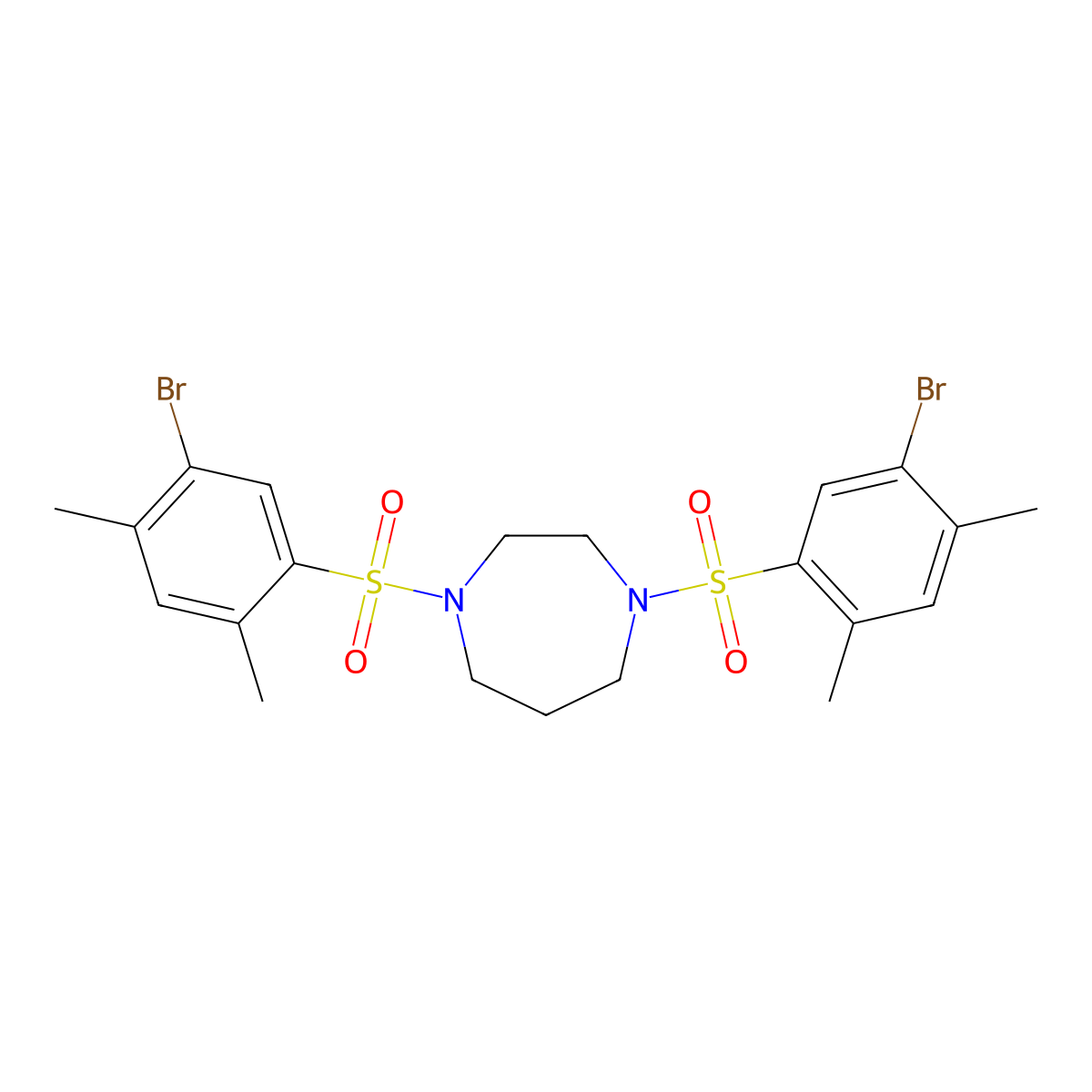 1,4-Bis[(5-bromo-2,4-dimethylphenyl)sulfonyl]-1,4-diazepane molecular structure, CAS 684225-97-6