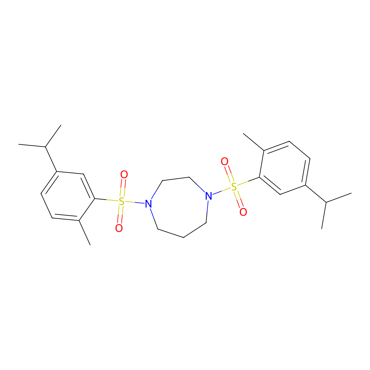 1,4-Bis[2-methyl-5-(propan-2-yl)benzenesulfonyl]-1,4-diazepane molecular structure, CAS 684226-00-4