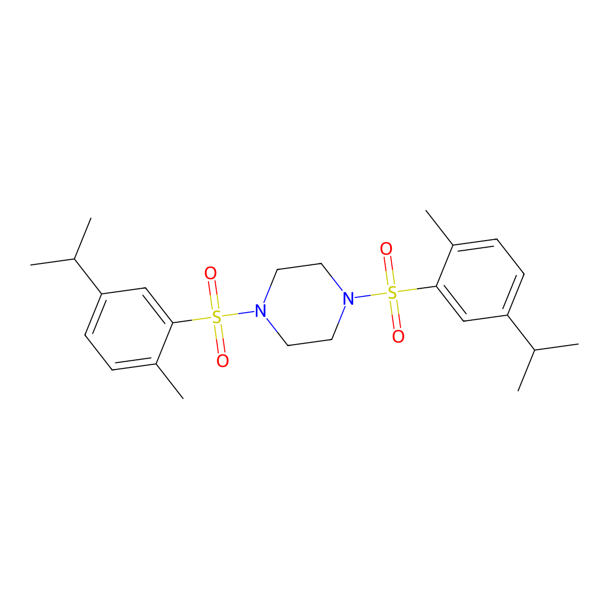 1,4-Bis[2-methyl-5-(propan-2-yl)benzenesulfonyl]piperazine molecular structure, CAS 684226-07-1