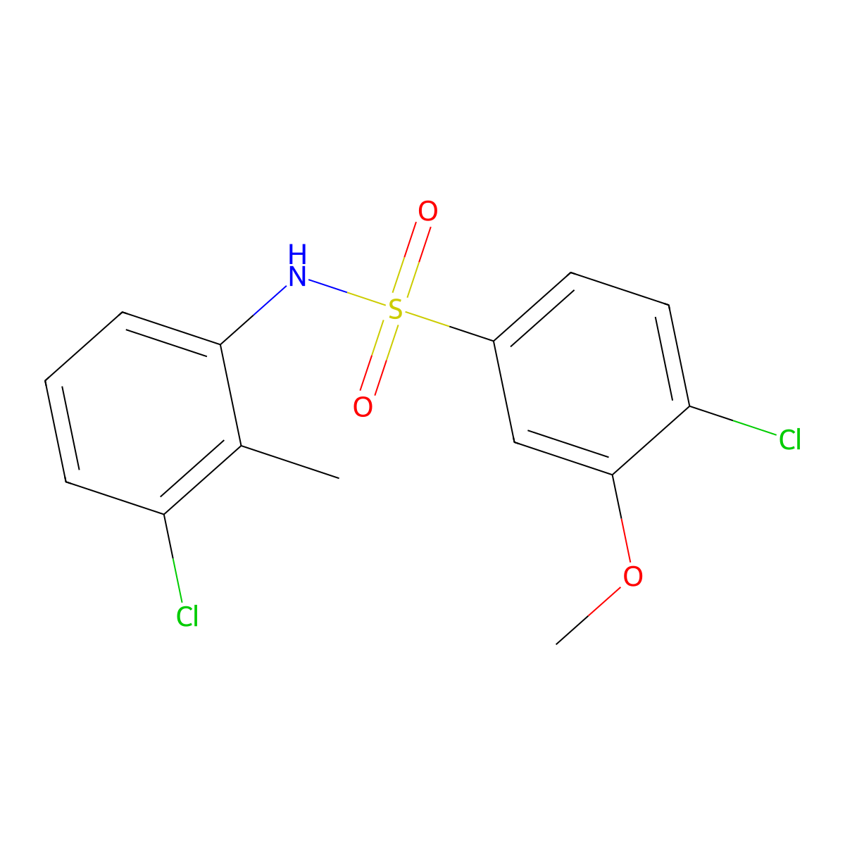 4-chloro-N-(3-chloro-2-methylphenyl)-3-methoxybenzene-1-sulfonamide molecular structure, CAS 684226-13-9