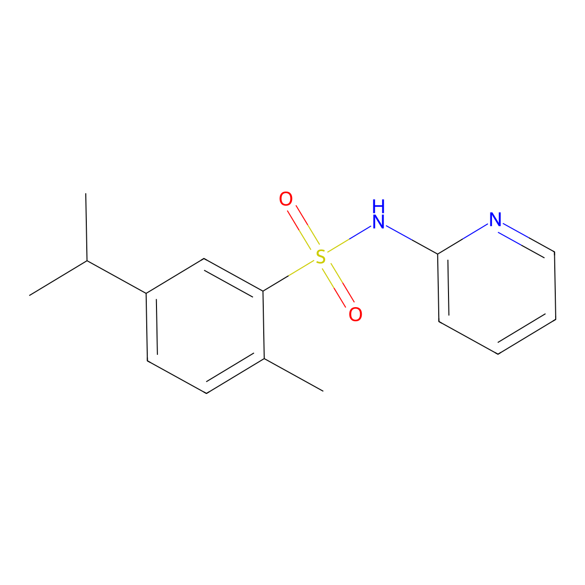 5-isopropyl-2-methyl-N-(2-pyridinyl)benzenesulfonamide molecular structure, CAS 684226-30-0