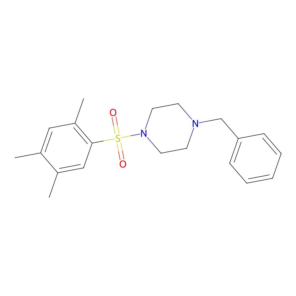 1-Benzyl-4-(2,4,5-trimethylphenyl)sulfonylpiperazine molecular structure, CAS 684226-34-4