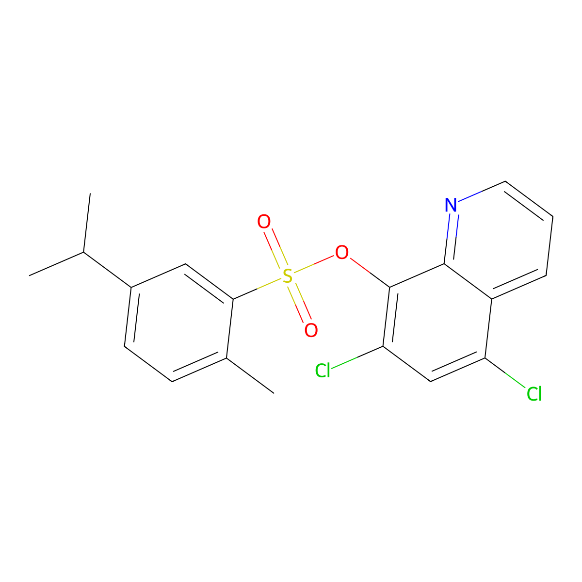 5,7-Dichloroquinolin-8-yl 2-methyl-5-(propan-2-yl)benzene-1-sulfonate molecular structure, CAS 684226-38-8
