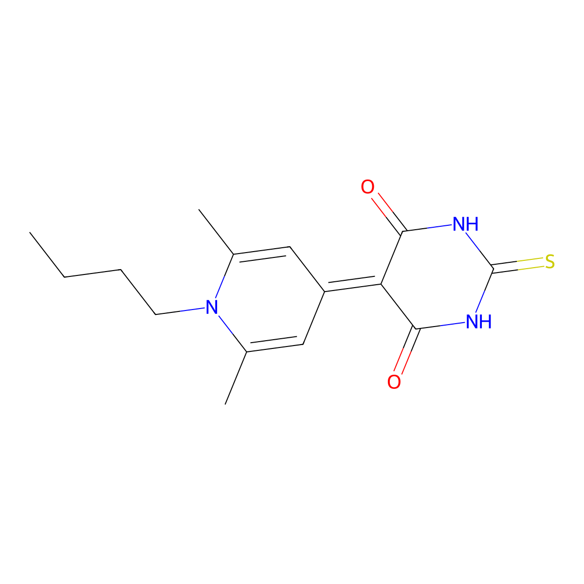 5-(1-butyl-2,6-dimethylpyridin-4(1H)-ylidene)-2-thioxodihydropyrimidine-4,6(1H,5H)-dione molecular structure, CAS 684227-71-2