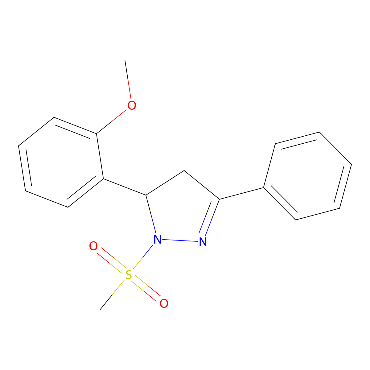 3-(2-Methoxyphenyl)-2-methylsulfonyl-5-phenyl-3,4-dihydropyrazole molecular structure, CAS 684227-88-1