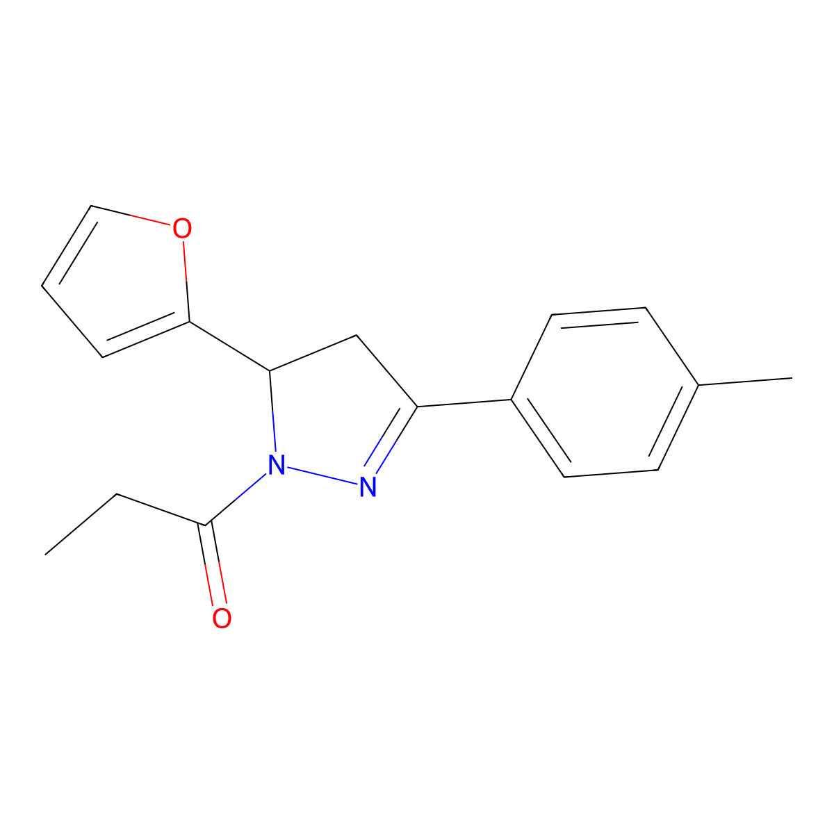 1-(5-(furan-2-yl)-3-(p-tolyl)-4,5-dihydro-1H-pyrazol-1-yl)propan-1-one molecular structure, CAS 684228-34-0