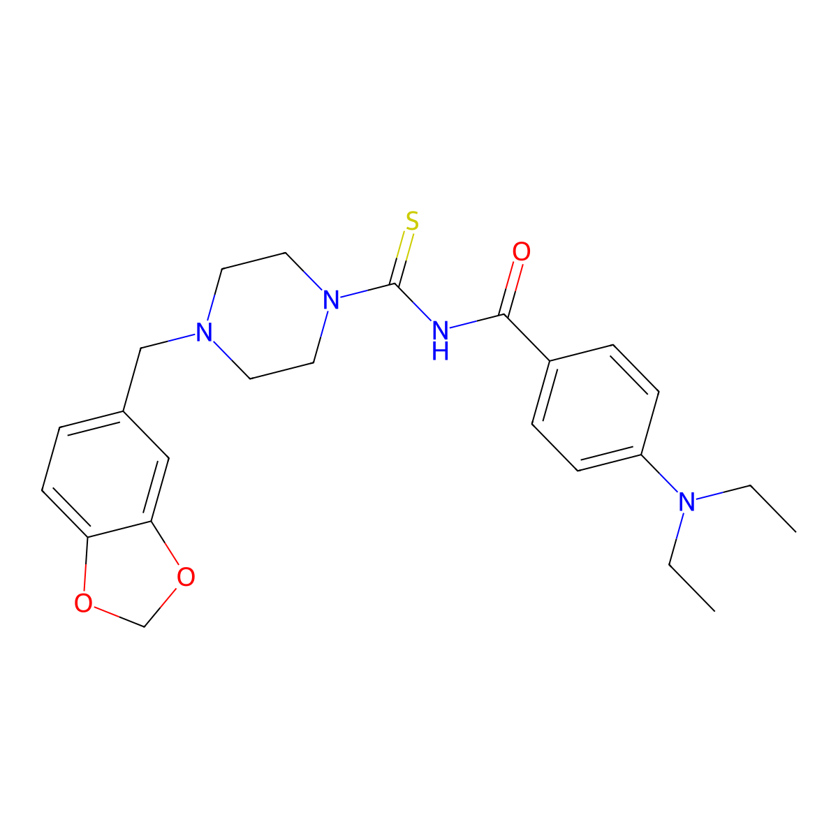 N-{4-[(2H-1,3-benzodioxol-5-yl)methyl]piperazine-1-carbothioyl}-4-(diethylamino)benzamide molecular structure, CAS 684231-44-5