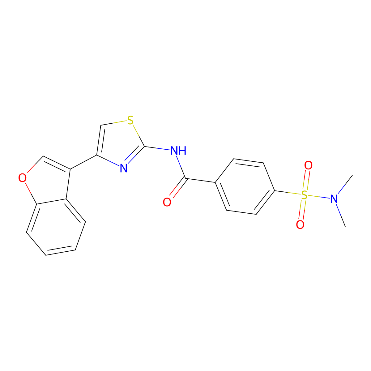 N-[4-(1-benzofuran-3-yl)-1,3-thiazol-2-yl]-4-(dimethylsulfamoyl)benzamide molecular structure, CAS 684231-45-6