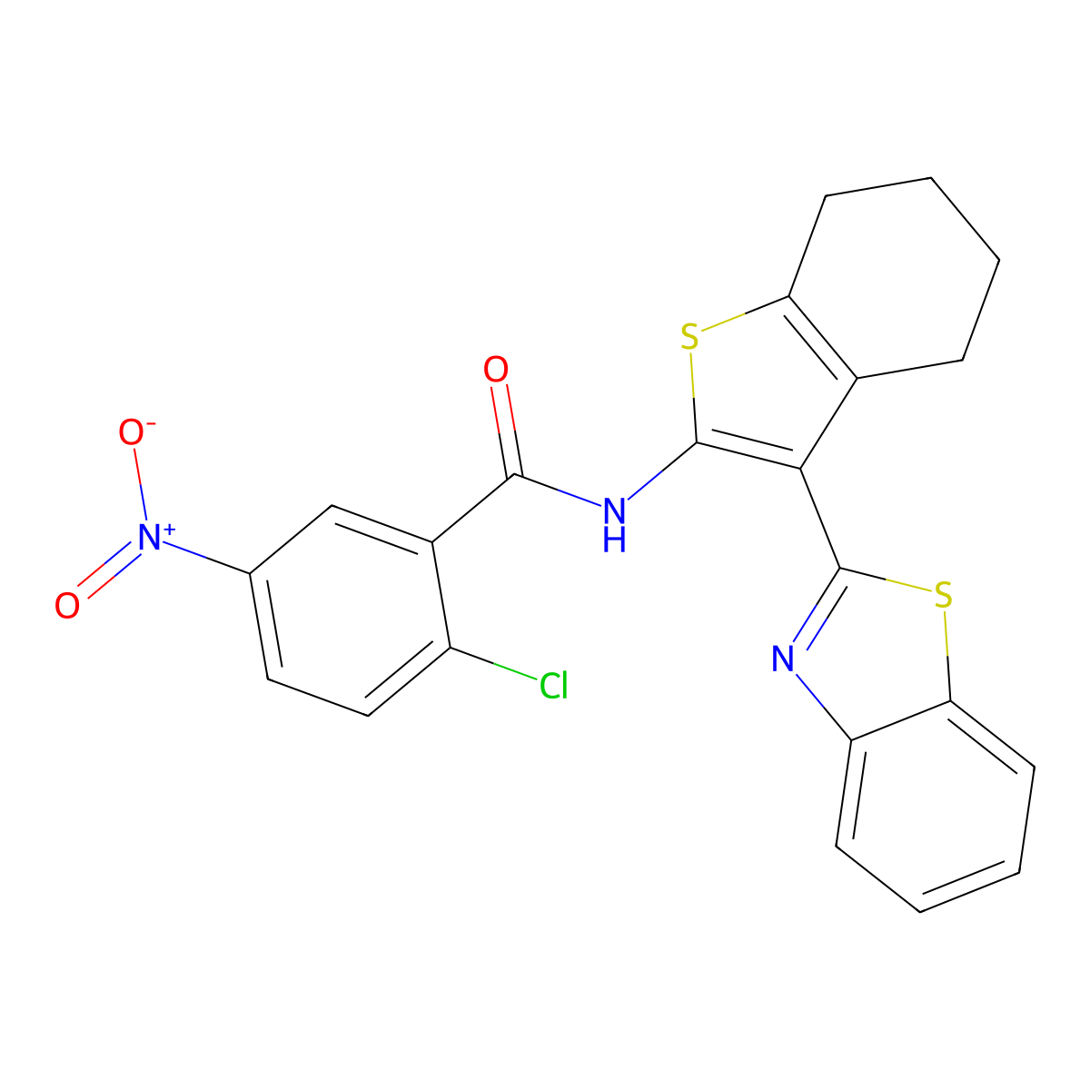 N-[3-(1,3-benzothiazol-2-yl)-4,5,6,7-tetrahydro-1-benzothiophen-2-yl]-2-chloro-5-nitrobenzamide molecular structure, CAS 684231-53-6