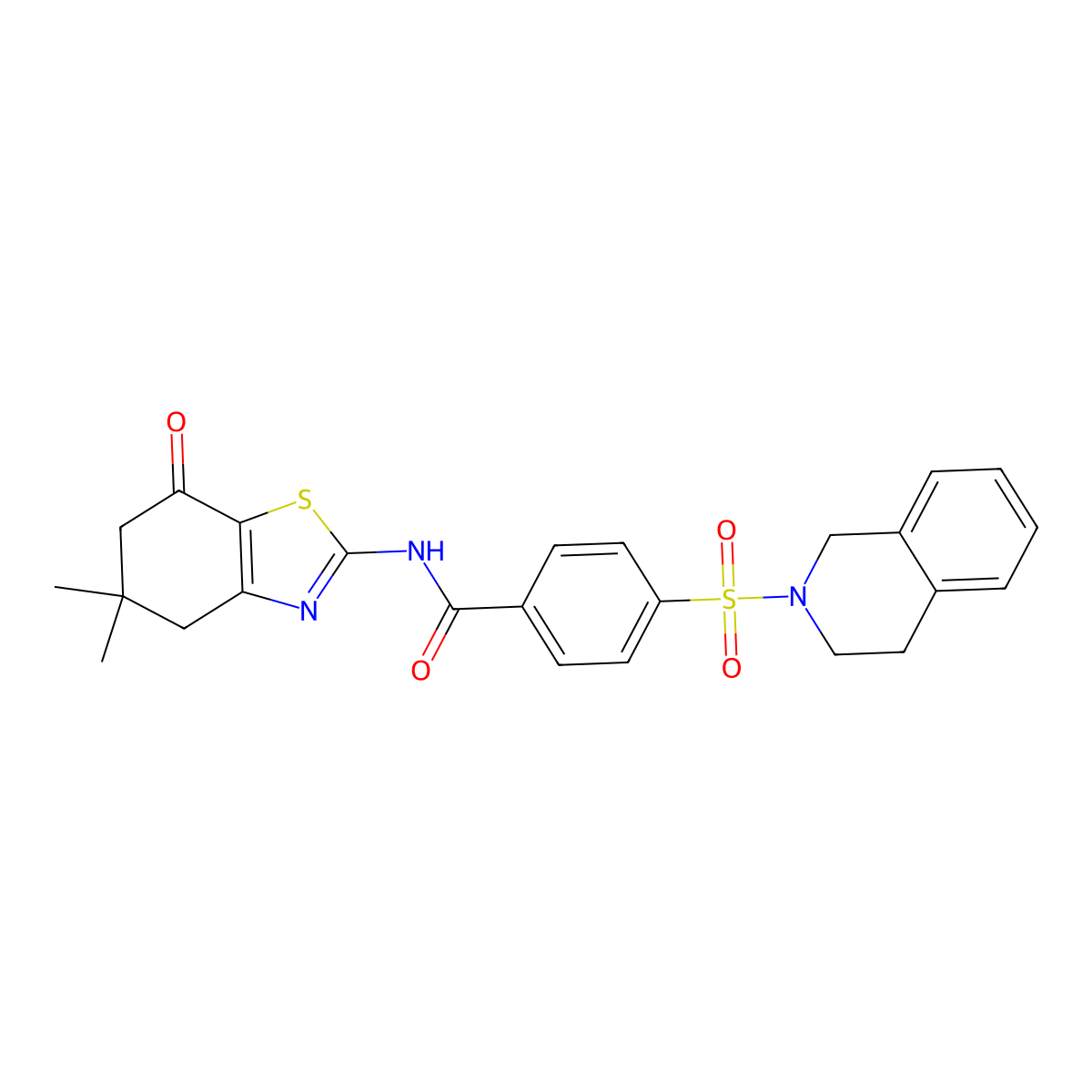 4-((3,4-dihydroisoquinolin-2(1H)-yl)sulfonyl)-N-(5,5-dimethyl-7-oxo-4,5,6,7-tetrahydrobenzo[d]thiazol-2-yl)benzamide molecular structure, CAS 684231-69-4