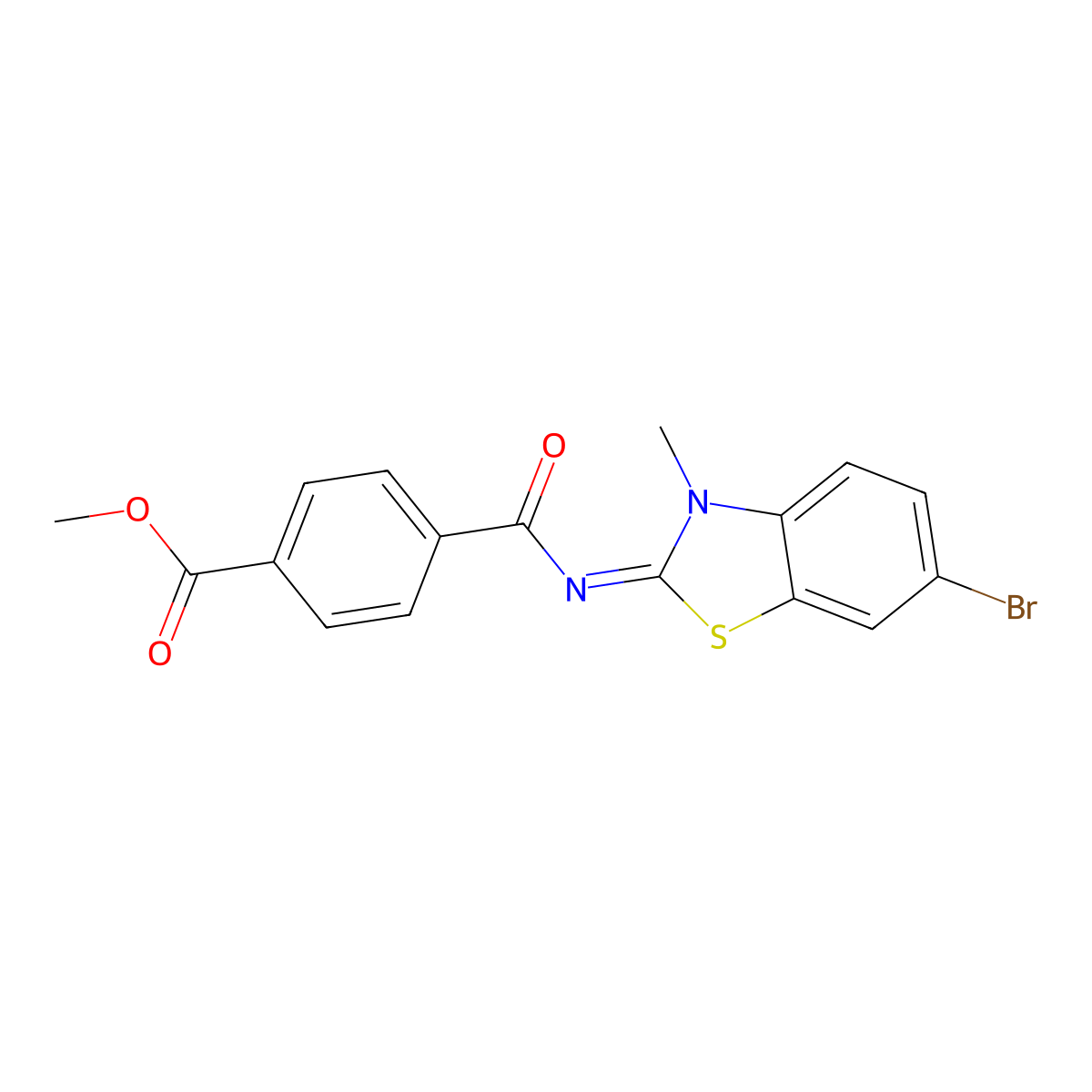 (E)-methyl 4-((6-bromo-3-methylbenzo[d]thiazol-2(3H)-ylidene)carbamoyl)benzoate molecular structure, CAS 684232-03-9