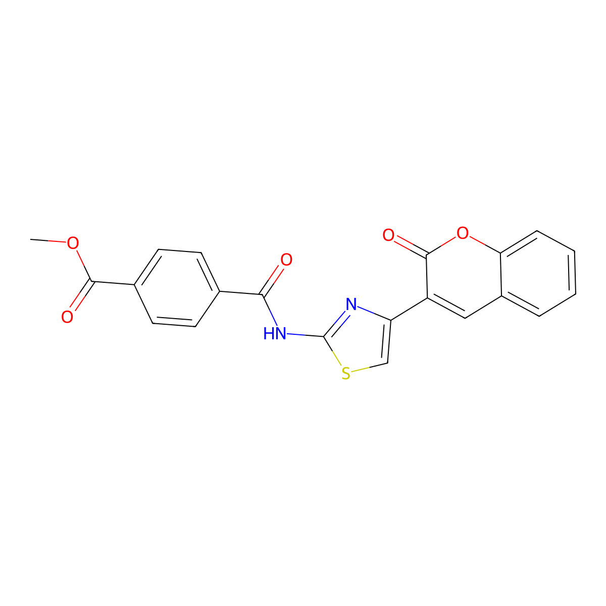 methyl 4-((4-(2-oxo-2H-chromen-3-yl)thiazol-2-yl)carbamoyl)benzoate molecular structure, CAS 684232-11-9