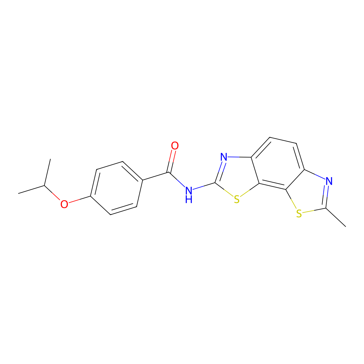 N-(7-methyl-[1,3]thiazolo[4,5-g][1,3]benzothiazol-2-yl)-4-propan-2-yloxybenzamide molecular structure, CAS 684232-45-9