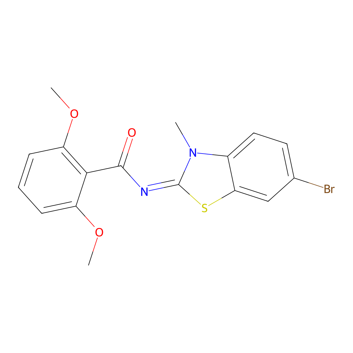 N-(6-bromo-3-methyl-1,3-benzothiazol-2-ylidene)-2,6-dimethoxybenzamide molecular structure, CAS 684232-52-8