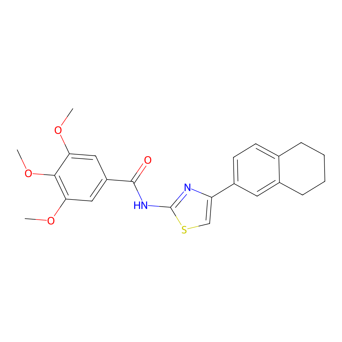 3,4,5-trimethoxy-N-[4-(5,6,7,8-tetrahydronaphthalen-2-yl)-1,3-thiazol-2-yl]benzamide molecular structure, CAS 684232-75-5
