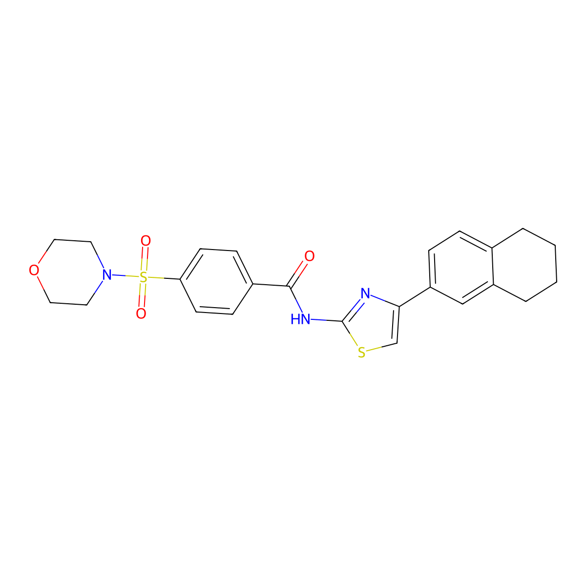 4-morpholin-4-ylsulfonyl-N-[4-(5,6,7,8-tetrahydronaphthalen-2-yl)-1,3-thiazol-2-yl]benzamide molecular structure, CAS 684232-79-9