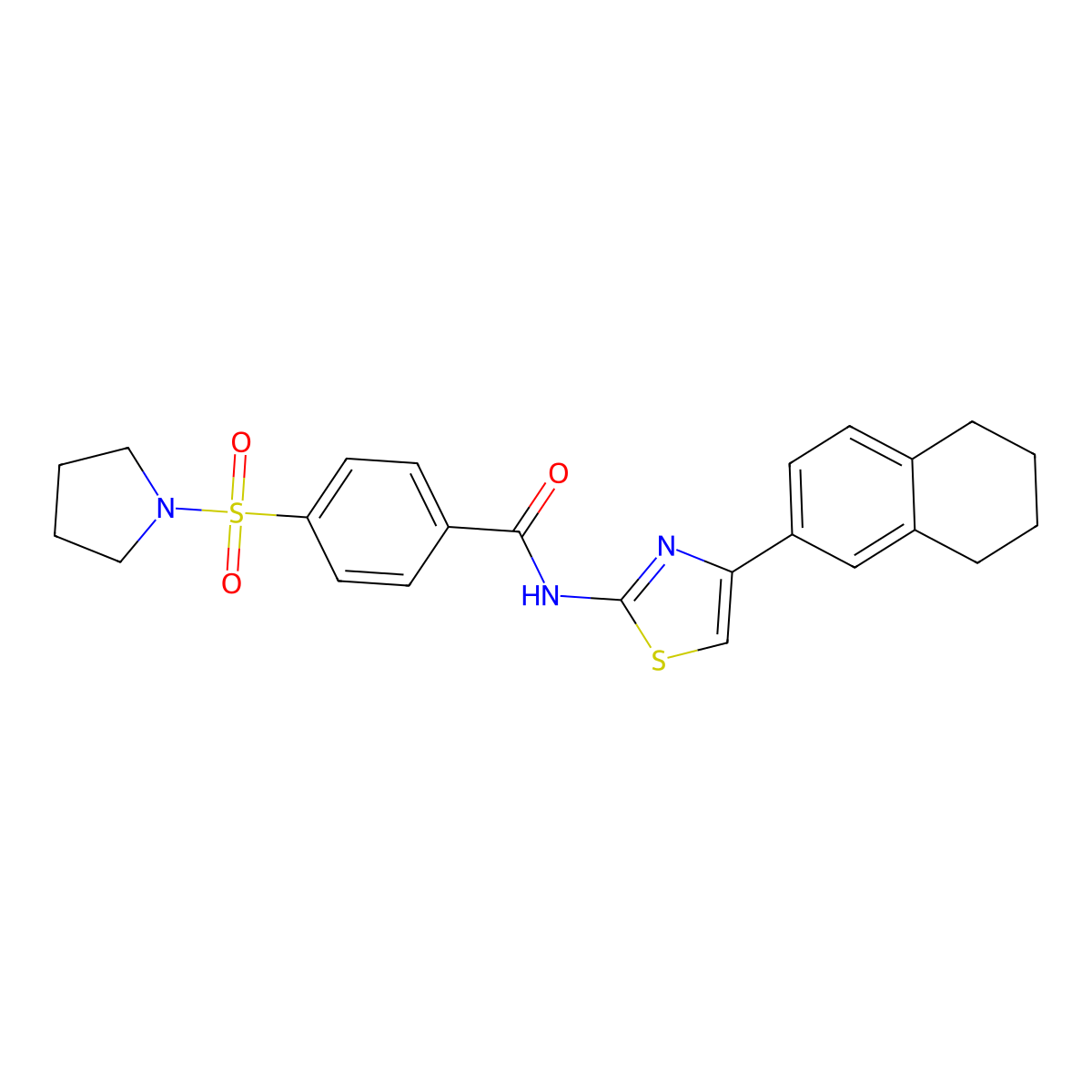 4-pyrrolidin-1-ylsulfonyl-N-[4-(5,6,7,8-tetrahydronaphthalen-2-yl)-1,3-thiazol-2-yl]benzamide molecular structure, CAS 684232-80-2