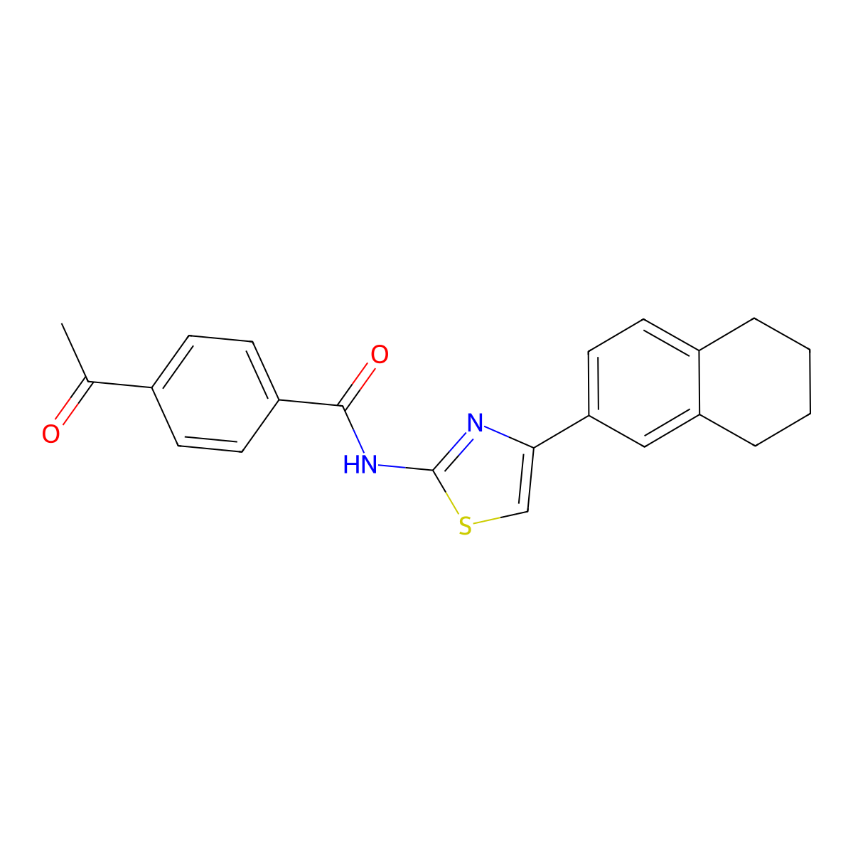 4-acetyl-N-[4-(5,6,7,8-tetrahydronaphthalen-2-yl)-1,3-thiazol-2-yl]benzamide molecular structure, CAS 684232-84-6