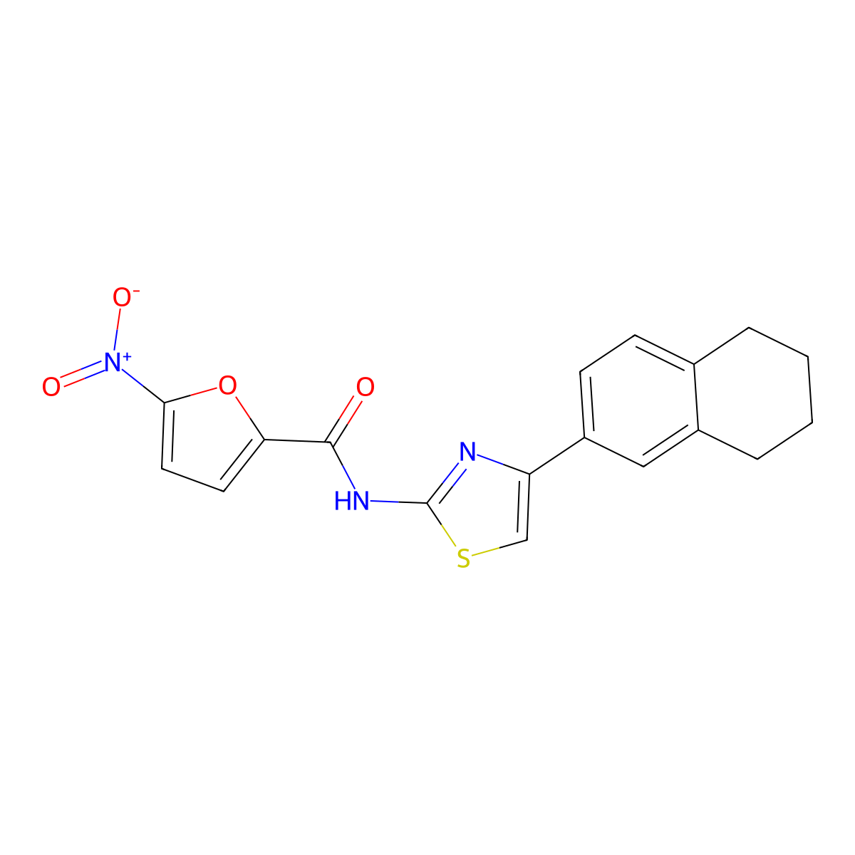 5-nitro-N-[4-(5,6,7,8-tetrahydronaphthalen-2-yl)-1,3-thiazol-2-yl]furan-2-carboxamide molecular structure, CAS 684232-90-4