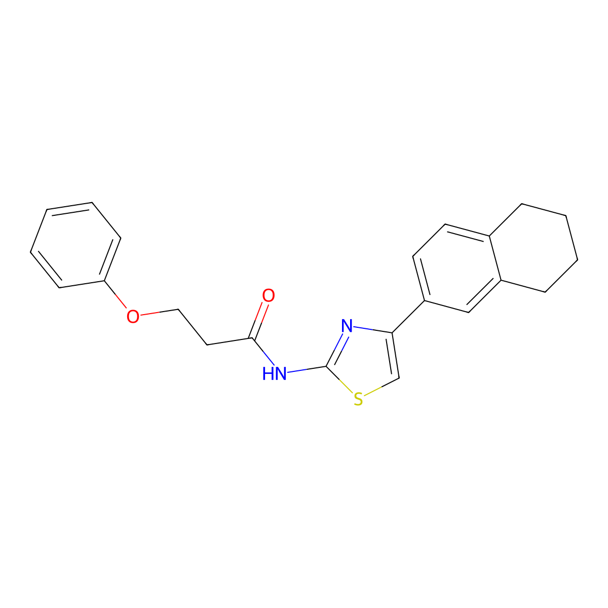 3-phenoxy-N-[4-(5,6,7,8-tetrahydronaphthalen-2-yl)-1,3-thiazol-2-yl]propanamide molecular structure, CAS 684233-03-2