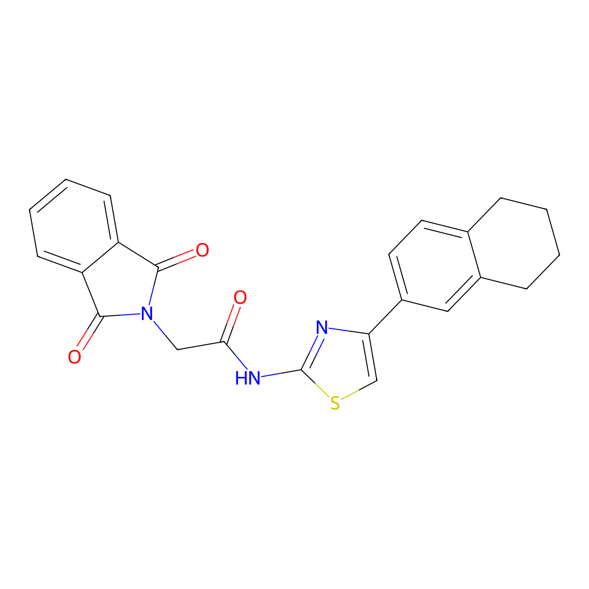 2-(1,3-dioxoisoindolin-2-yl)-N-(4-(5,6,7,8-tetrahydronaphthalen-2-yl)thiazol-2-yl)acetamide molecular structure, CAS 684233-06-5