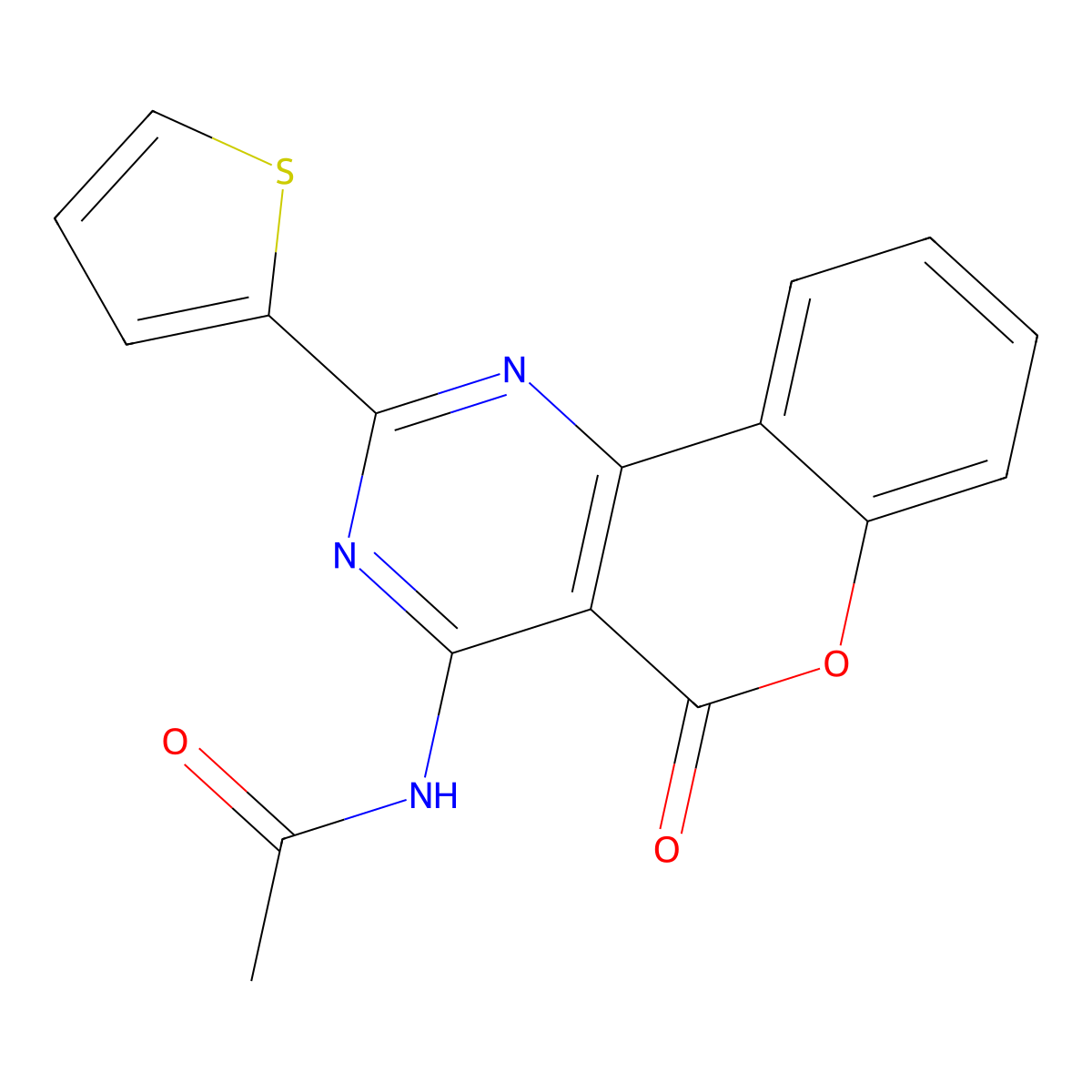 N-(5-oxo-2-thiophen-2-ylchromeno[4,3-d]pyrimidin-4-yl)acetamide molecular structure, CAS 684233-77-0
