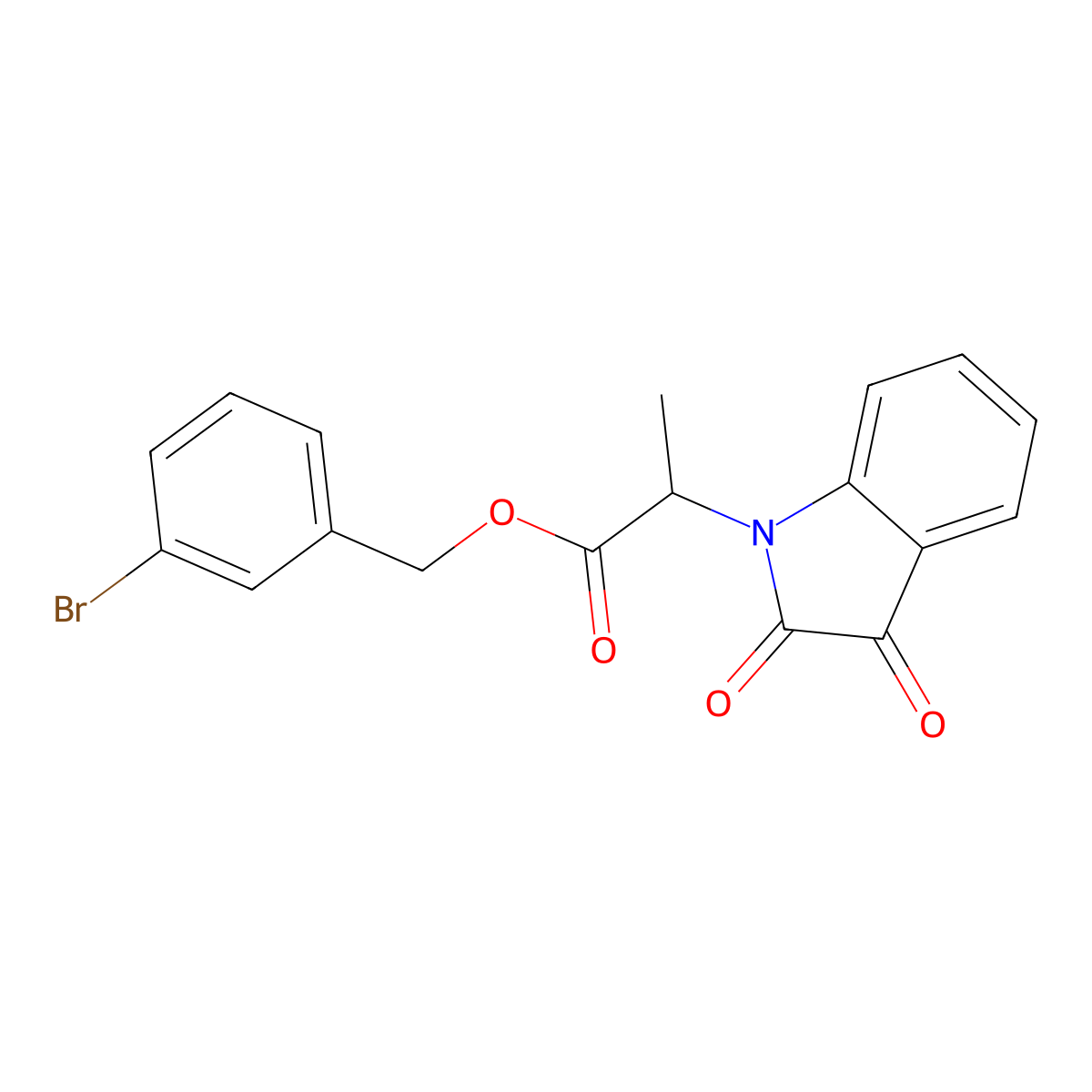 3-bromobenzyl 2-(2,3-dioxo-2,3-dihydro-1H-indol-1-yl)propanoate molecular structure, CAS 684233-99-6