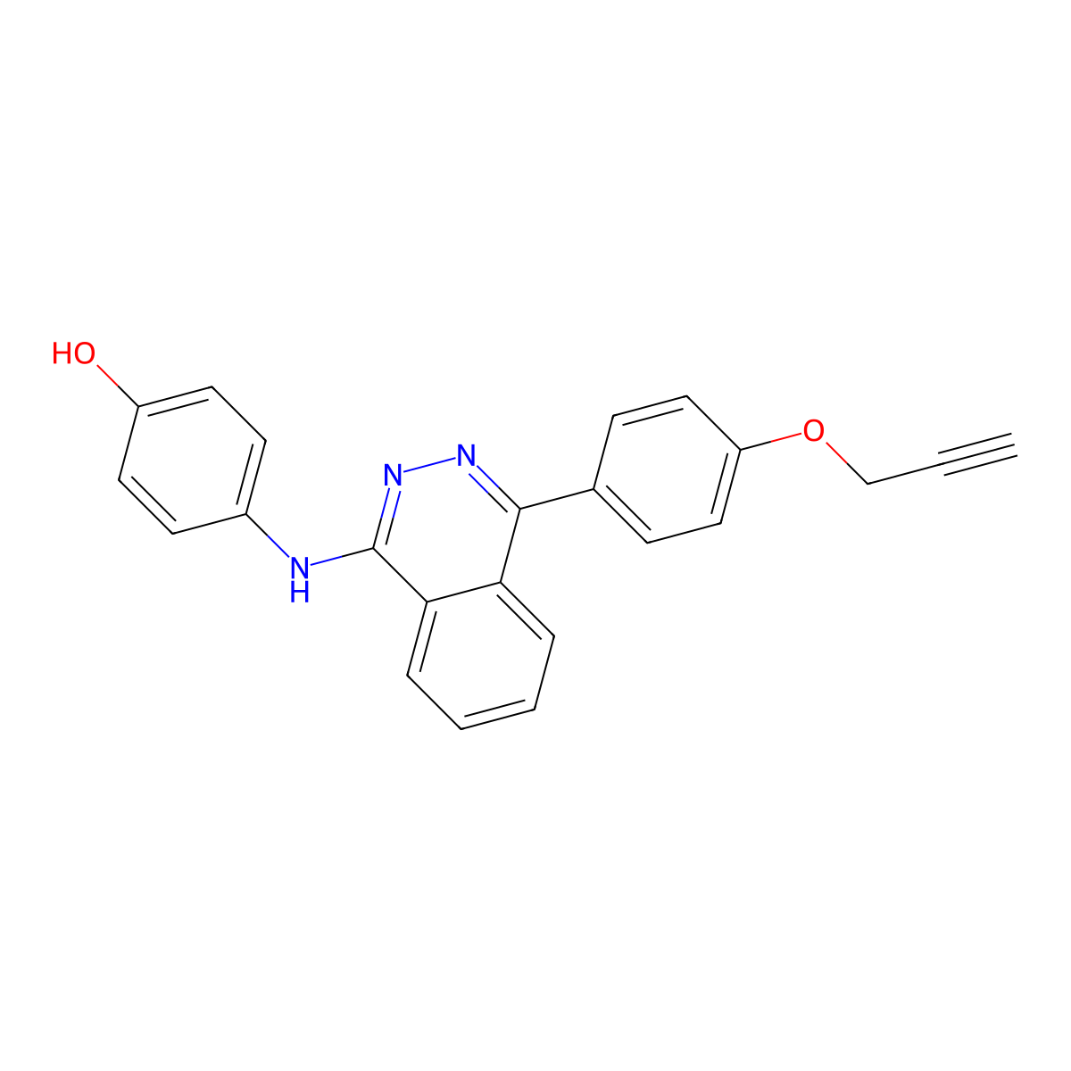 4-((4-(4-(Prop-2-yn-1-yloxy)phenyl)phthalazin-1-yl)amino)phenol molecular structure, CAS 684234-22-8